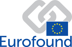 Eurofound logo. Two intersecting grey squares with the EU flag and the label "Eurofound" on the bottom.