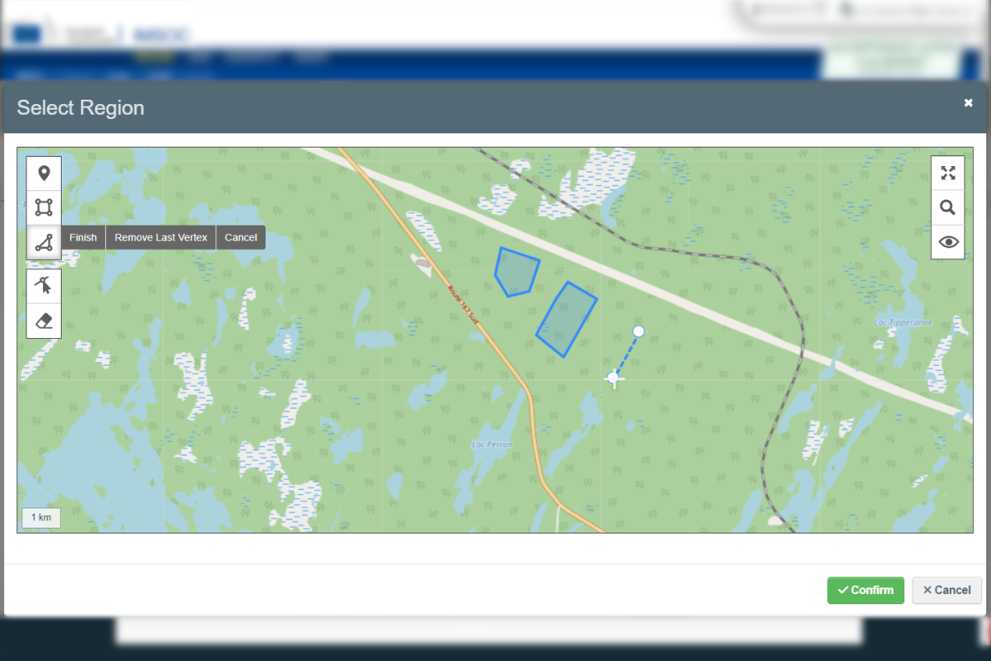 screenshot of EUDR-IS location selection map