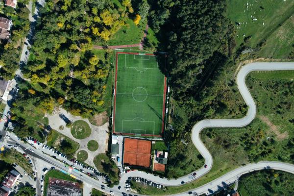 Football pitch in a green environment